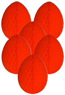 Paas decoratie ei van papier - 6x - rood - 10 cm - brandvertragend crepepapier - Pasen