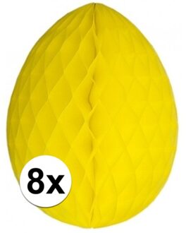 Paas decoratie ei van papier - 8x - geel - 30 cm - brandvertragend crepepapier - Pasen