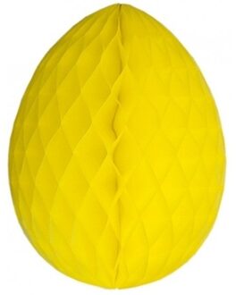Paas decoratie ei van papier - geel - 30 cm - brandvertragend crepepapier - Pasen
