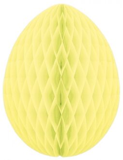 Paas decoratie ei van papier - lichtgeel - 20 cm - brandvertragend crepepapier - Pasen