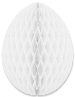 Paas decoratie ei van papier - wit - 10 cm - brandvertragend crepepapier - Pasen