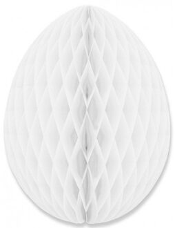 Paas decoratie ei van papier - wit - 30 cm - brandvertragend crepepapier - Pasen