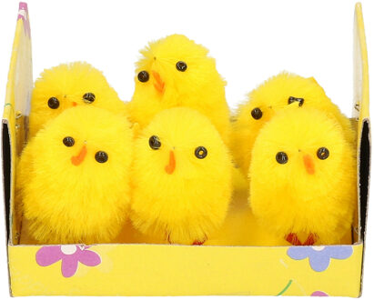 Paas kuikens pluche 6 stuks Geel