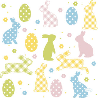 Paas thema servetten Bunnies and Eggs - 20x - pasen - 33 x 33 cm