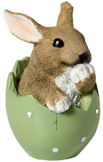 Paasbeeldje haas in ei groot - groen - 14x11x9 cm