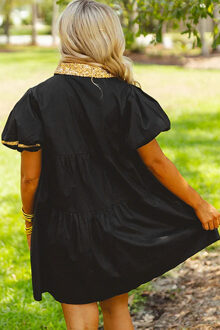 Paasei Geborduurde Jurk Zwart