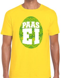 Paasei t-shirt geel met groen ei voor heren L