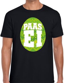 Paasei t-shirt zwart met groen ei voor heren XL