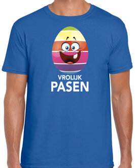 Paasei vrolijk Pasen t-shirt / shirt - blauw - heren - Paas kleding / outfit L