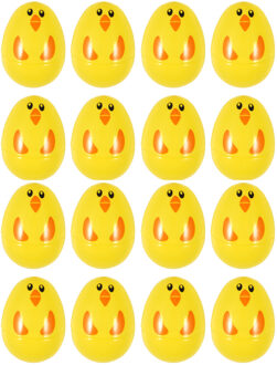 Paaseieren capsules in vorm van kuikens - 24x stuks - kunststof - geel - 6 cm - paasdecoraties