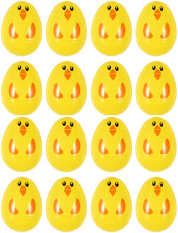 Paaseieren capsules in vorm van kuikens - 32x stuks - kunststof - geel - 6 cm - paasdecoraties