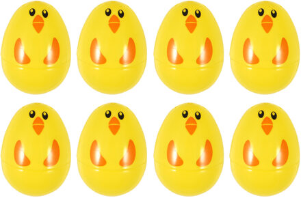 Paaseieren capsules in vorm van kuikens - 8x stuks - kunststof - geel - 6 cm - paasdecoraties