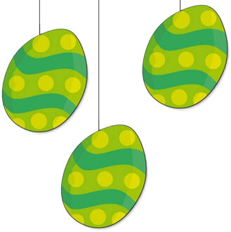 Paaseieren decoratie - 3x - groen mix - 20 cm - Paasversiering / Paasdecoratie - karton