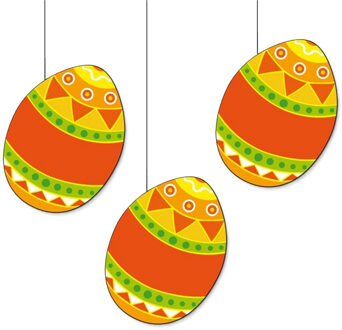 Paaseieren decoratie - 3x - oranje mix - 20 cm - Paasversiering / Paasdecoratie - karton