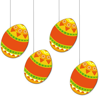 Paaseieren decoratie - 5x - oranje mix - 20 cm - Paasversiering / Paasdecoratie - karton