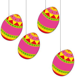 Paaseieren decoratie - 5x - roze mix - 20 cm - Paasversiering / Paasdecoratie - karton