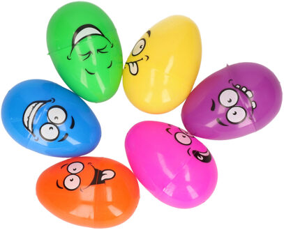 Paaseieren om te vullen - 30x stuks - Smile emoticon - gekleurd - 8 cm - Paasversiering