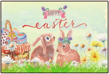 Paashaas Eieren Bloem Leuke Deurmatten Dier Pasen Decor Vloermat Toegangsdeur Matten Non Slip Thuis Pasen Dag Decor