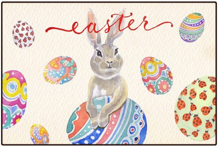 Paashaas Eieren Bloem Leuke Deurmatten Dier Pasen Decor Vloermat Toegangsdeur Matten Non Slip Thuis Pasen Dag Decor