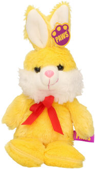 Paashaas/haas/konijn knuffel dier - zachte pluche - geel - cadeau - 32 cm - met strikje - Knuffel bosdieren