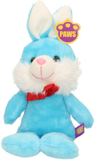 Paashaas/haas/konijn knuffel dier - zachte pluche - lichtblauw - cadeau - 32 cm - met strikje