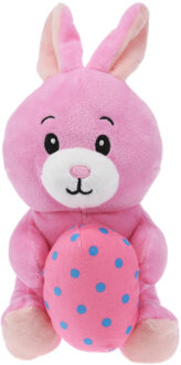 Paashaas/haas/konijn knuffel dier - zachte pluche - roze - cadeau - 20 cm - met paasei