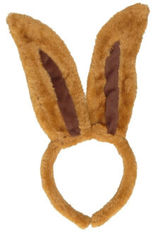 Paashaas / konijn diadeem met oren - bruin - Verkleed accessoires oortjes
