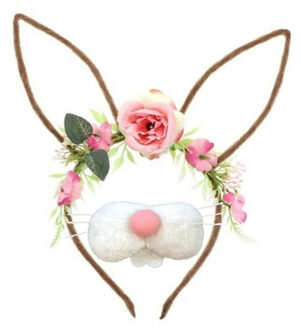 Paashaas/konijn verkleed set - oren diadeem met tandjes/snuitje - wit - voor volwassenen