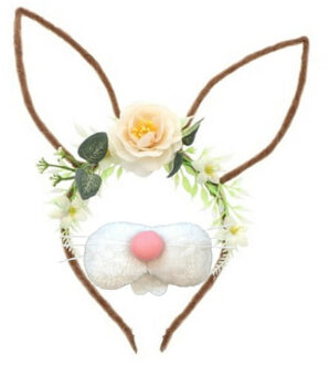 Paashaas/konijn verkleed set - oren diadeem met tandjes/snuitje - wit - voor volwassenen