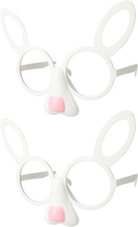 Paashaas verkleed set - 4x - Bril met oren - kunststof - kinderen en volwassenen - Pasen