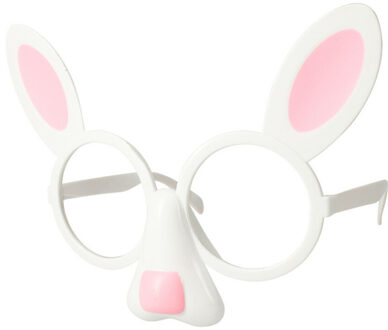 Paashaas verkleed set - Bril met oren - kunststof - kinderen en volwassenen - Pasen Wit
