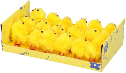 Paaskuikentjes - 18x stuks - geel - 3 cm - Paasversiering kuikentjes Multi