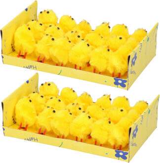 Paaskuikentjes - 36x stuks - geel - 3 cm - Paasversiering kuikentjes
