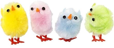 Paaskuikentjes - 36x stuks - gekleurde kuikentjes - pastel - 3 cm - chenille - Paasversiering