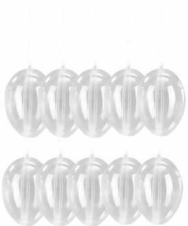 Paasversiering hangend ei van plastic 10 cm - 10 stuks - DIY paasei versieren - Pasen decoratie - Hobbymateriaal/knutselmateriaal