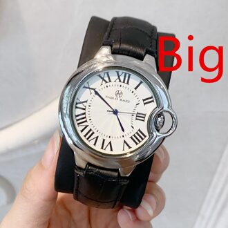 Pablo Raez Klassieke Leiseure Mens Vrouwen Horloges Luxe Lederen Blue Quartz Liefhebbers Horloges Top Relogies Mode Ballon zwart groot size