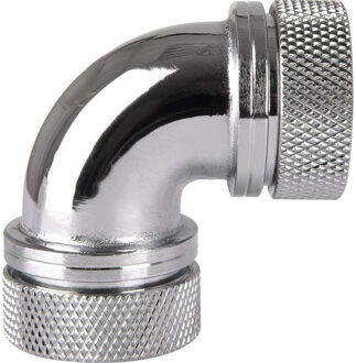 Pacific G1/4 PETG Tube 90-Degree Dual Compression 16mm OD â" Chrome Waterkoelinghoekverbinder