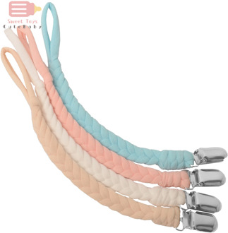 Pacifier Clips Cotton Teether Soother Chain Pacifier Clip Chain Holder Braided Dummy Clips for Baby Infant Toddler Unisex 4 Pack