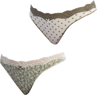 Pack-2 Coquettes Katoenen Stringletjes 1031585 voor Dames Groen