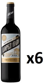 PACK 6 bottles red wine Hacienda Lopez de Haro parenting 2017, D.O Rioja, free shipping from Spain, red wine
