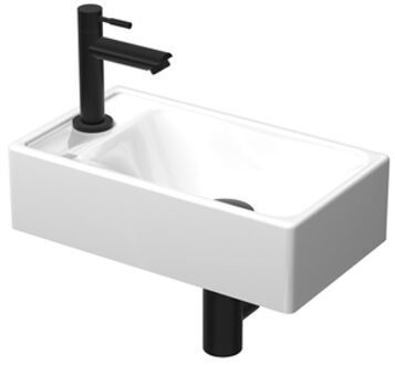 pack Fonteinpack - porselein - kraangat links - fonteinkraan - designsifon - afvoerplug - incl bevestiging 1805102P Zwart mat