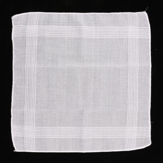 Pack Van 3 Vintage Mannen Witte Katoenen Zakdoek Pocket Plein Zakdoeken