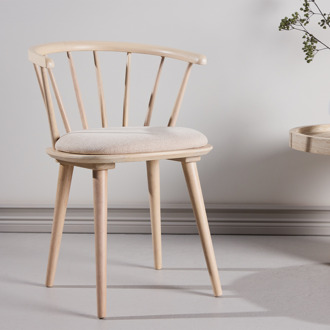 Paco houten spijlen eetkamerstoel met vast zitkussen - whitewash Bruin