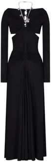 Paco Rabanne Aansluitende jurk met lange mouwen Paco Rabanne , Black , Dames - M,S
