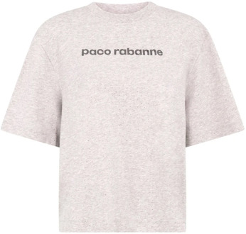 Paco Rabanne Grijze Rhinestone T-shirts en Polos Paco Rabanne , Gray , Dames - M,S