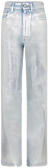 Paco Rabanne Metallic Straight Leg Jeans Paco Rabanne , Gray , Dames - W28,W29
