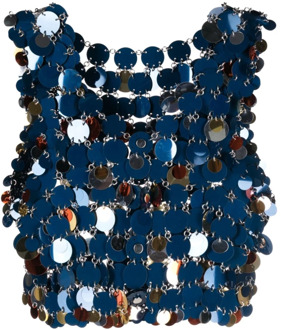 Paco Rabanne Stijlvolle mouwloze top met cropped lengte voor vrouwen Paco Rabanne , Blue , Dames - S,Xs,2Xs