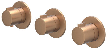 Pact Afbouwdeel - voor Inbouwthermostaat - 2 stopkranen - Symmetry - ronde rozetten - Geborsteld mat koper PVD 6202355 Koper geborsteld PVD