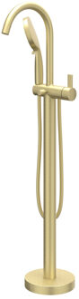 Pact Badmengkraan Vrijstaand - draaibare uitloop - 150cm - Doucheslang - 3 standen handdouche - Geborsteld mat goud PVD 6303084 Goud geborsteld