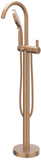 Pact Badmengkraan Vrijstaand - draaibare uitloop - 150cm - Doucheslang - 3 standen handdouche - Geborsteld mat koper PVD 6303085 Koper geborsteld
